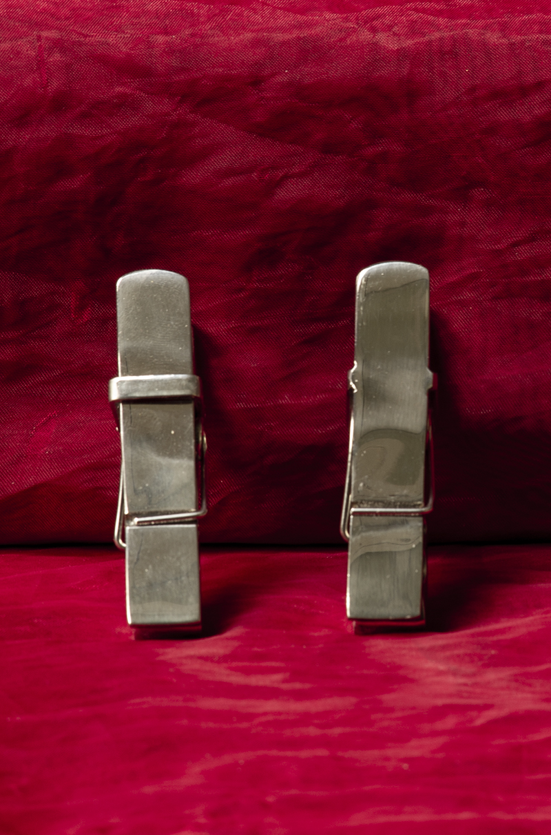 Heavy metal clothespins clamps