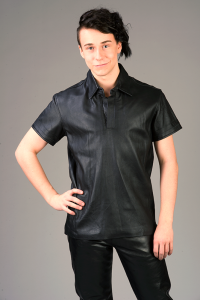 Nahkainen poolopaita musta L