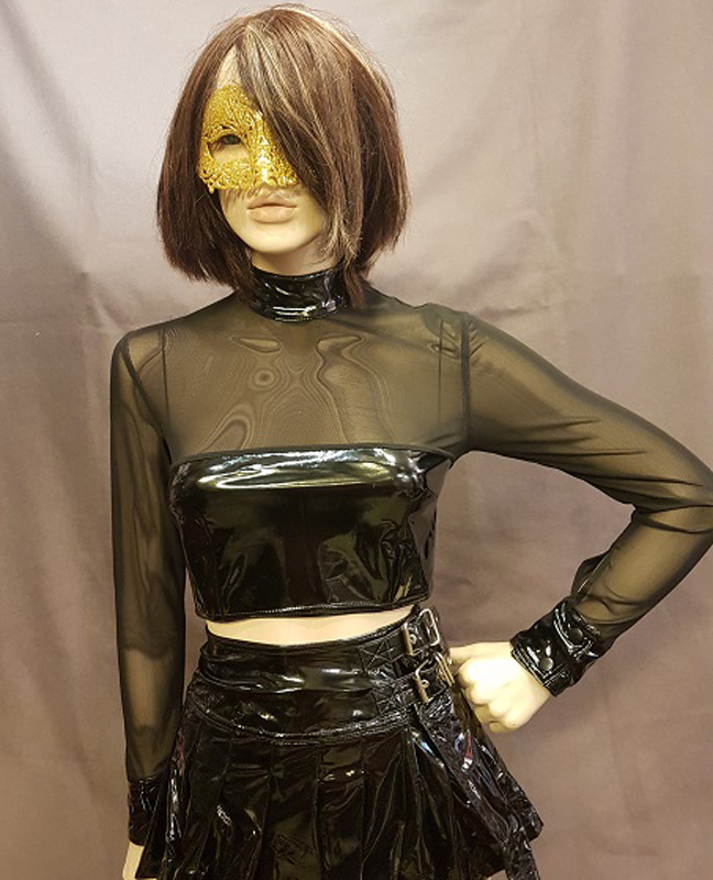 Long-sleeved PVC Top with Mesh
