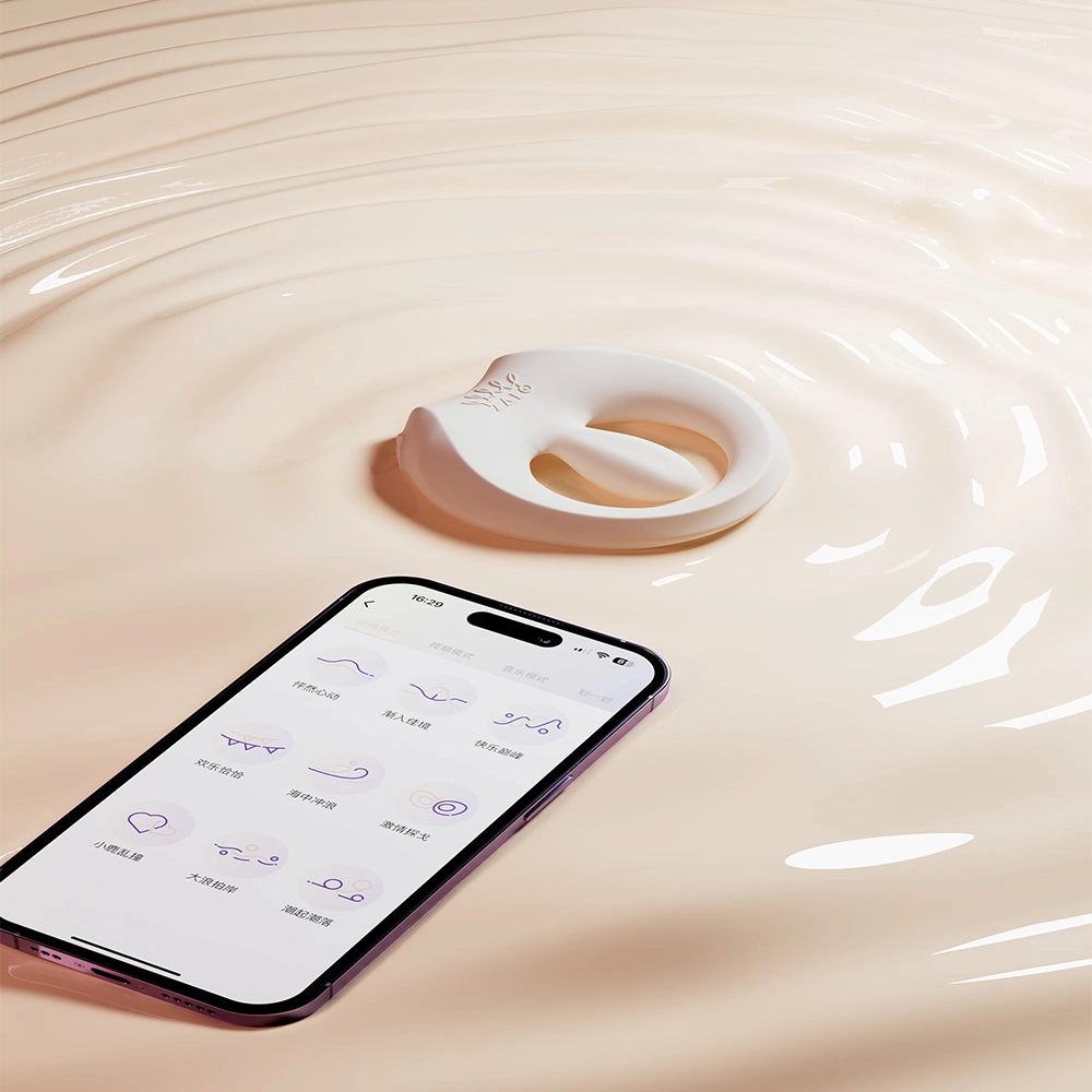 Valkoinen APIS-värisevä penisrengas (ZALO) ja älypuhelin – etäohjaus ja nautinto etänä, Chambers of Loven valikoimasta.