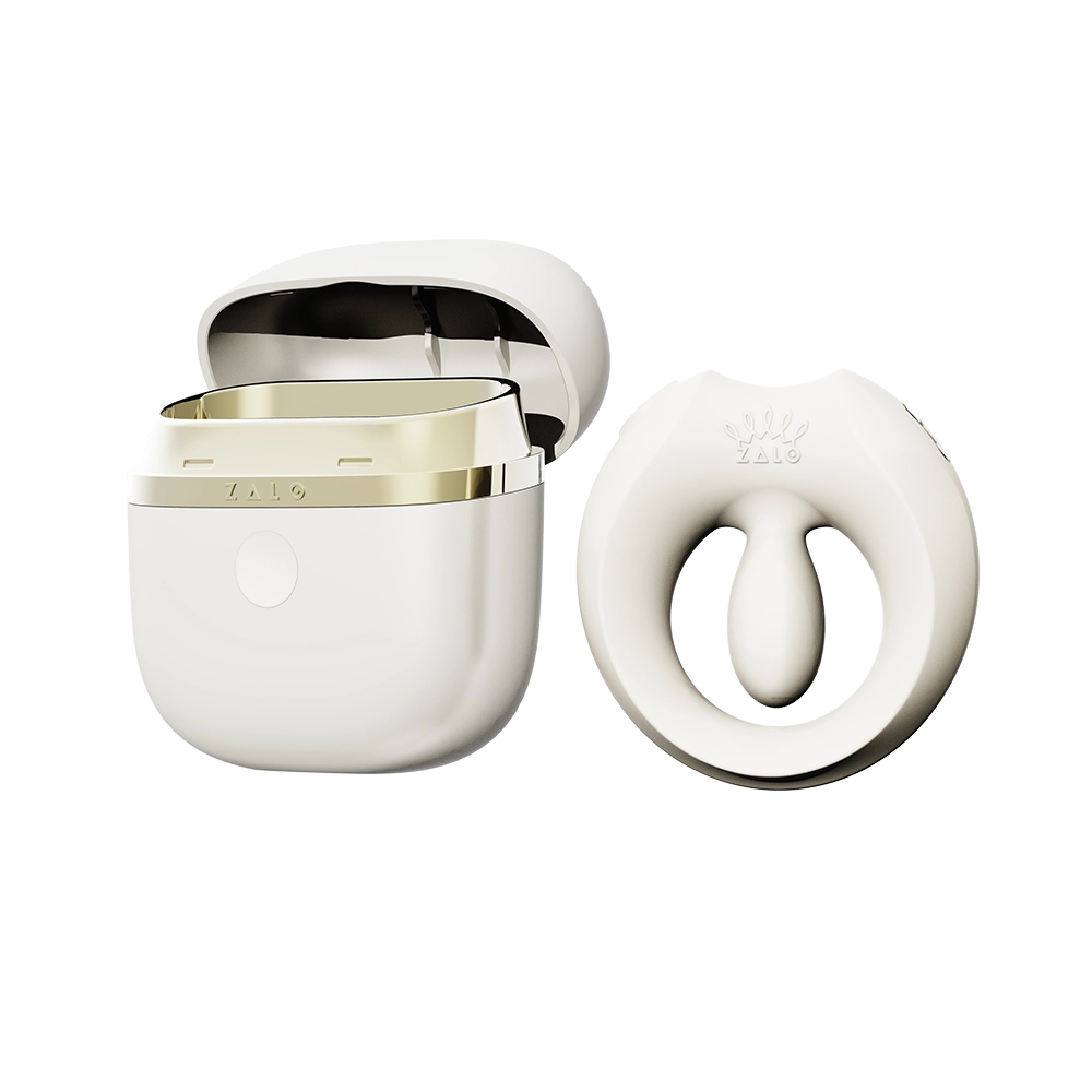 Valkoinen APIS-värisevä penisrengas ja tyylikäs kotelo – ZALOn eksklusiivinen design Chambers of Lovelta.