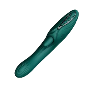 Vihreä ARES G-pisteen Rabbit-vibraattori, jossa painotus G-pisteen stimuloinnissa – vain Chambers of Lovelta.