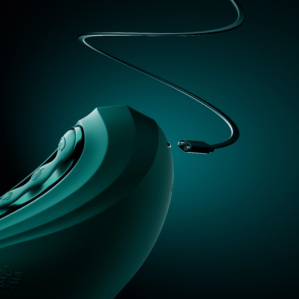 ARES G-pisteen Rabbit-vibraattori, jossa magneettilaturi kiinnitettynä – helppo ja kätevä lataus, vain Chambers of Lovelta.