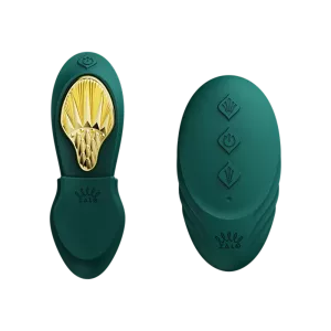 Vihreä AYA – kannettava alushousuvibraattori magneetilla, elegantti muotoilu ja huomaamaton nautinto Chambers of Lovelta.