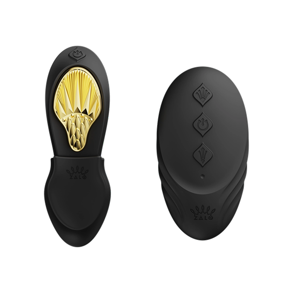 Musta AYA – kannettava alushousuvibraattori, kultamagneetti ja kaukosäädin, elegantti muotoilu ja huomaamaton nautinto Chambers of Lovelta.