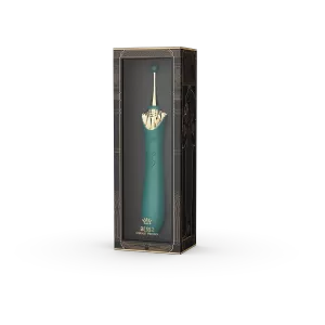 Vihreä BESS 2 -vibraattorisetti elegantisti esillä ylellisessä pakkauksessaan – vain Chambers of Lovelta.