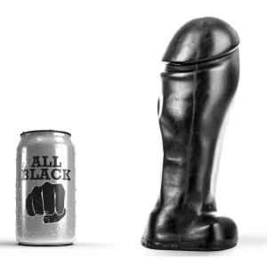 All Black AB48 dildo 22 cm in black TPR with suction cup – shown with 33 cl can packaging for size reference from Chambers of Love