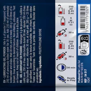 Fuck&Fist powder lubricant 6g sachet – instructions with preparation guide, 250ml volume, 30 second wait time, Ready to Play at Chambers of Love