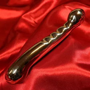 Tyylikäs Fun Wand 7 tuuman ruostumattomasta teräksestä valmistettu dildo, jossa on kulmikkaat päät ja urat – suunniteltu G-pisteen ja eturauhasen stimulointiin; ylellinen, keholle turvallinen ja täydellinen lämpöleikkeihin.