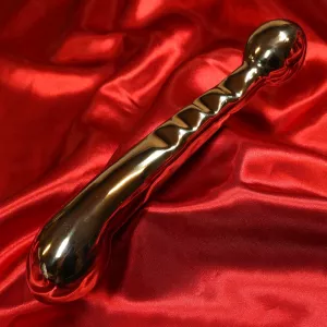 Tyylikäs Fun Wand 7 tuuman ruostumattomasta teräksestä valmistettu dildo, jossa on kulmikkaat päät ja urat – suunniteltu G-pisteen ja eturauhasen stimulointiin; ylellinen, keholle turvallinen ja täydellinen lämpöleikkeihin.