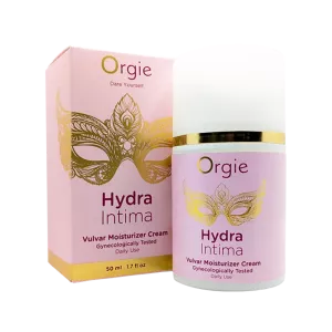 Hydra-vaginan kosteuttavan voiteen pakkaus Orgielta – vain Chambers of Lovelta.