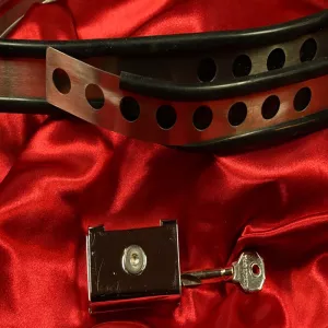 Close-up of the stainless steel locking mechanism on the Tower of Pain breast clamp from Chambers of Love