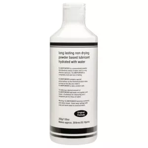 Back view of the K LUBE POWDER bottle, clear and informative product image. Effective powdered lubricant for maximum control and easy use, selected by Chambers of Love.