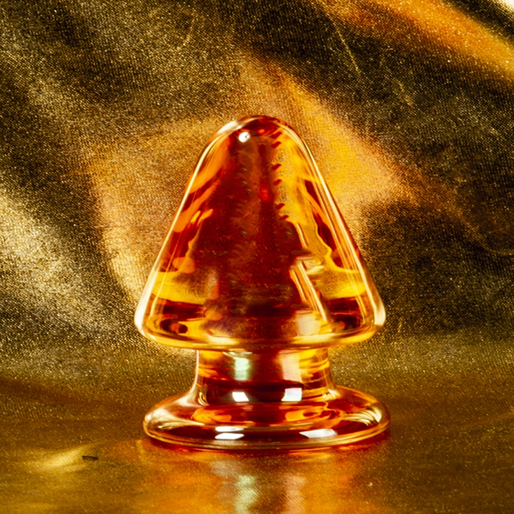 Konischer Glas-Analplug von Chambers of Love, von vorne fotografiert. Elegantes Design für Genuss und Präzision.