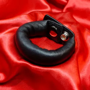 Leather ball stretcher for CBT – adjustable leather stretcher for the scrotum, from Chambers of Love