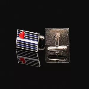 Cufflinks with leather flag – unique Pride accessory from Chambers of Love, symbol of community and leather culture.