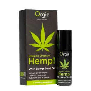 Orgie Hemp – Intense Orgasm Gel 15 ml with box and pump bottle, stimulating intimate gel for couples with hemp seed oil, from Chambers of Love.
