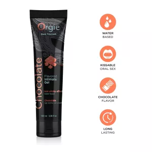 ORGIE Lube Tube Mint-Schokolade 100 ml wasserbasiertes aromatisiertes Gleitmittel – Icons fuer kussfreundlich und lang anhaltend – Chambers of Love