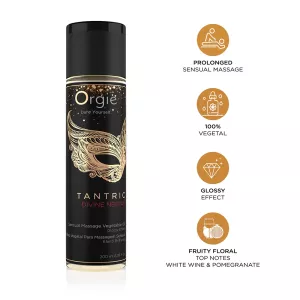 ORGIE Tantric Divine Nectar sinnliches Massageoel 200 ml – lange sinnliche Massage, 100% pflanzlich, Schimmereffekt, fruity floral Duft mit Weisswein- und Granatapfel-Topnoten – Chambers of Love