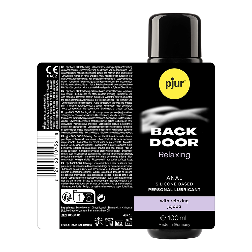 Pjur BACK DOOR Relaxing 100 ml – takapuolen etiketti, ainesosat ja tuotetiedot – Chambers of Love