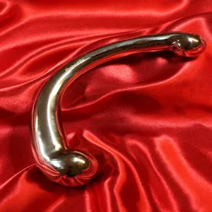 Chambers of Love Pure Wand G-spot and prostate massager in polished stainless steel, elegantly curved with two rounded bulbs.