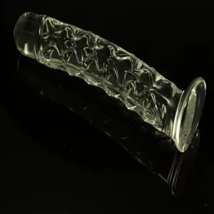 Räfflad kristall glasdildo i borosilikatglas – storlek M från Chambers of Love