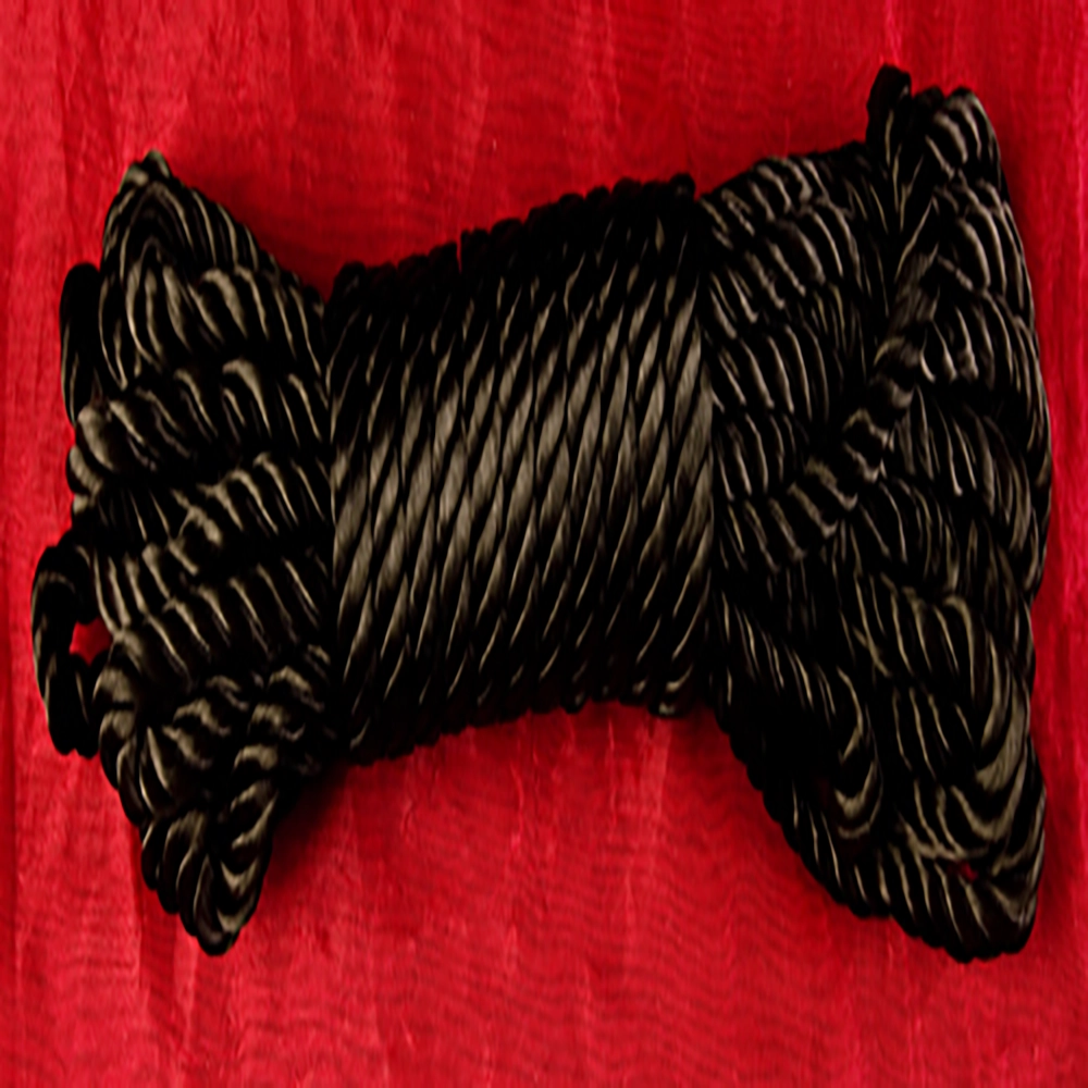 Silk Bondage Rep svart 10 meter långt och 7 mm tjockt från Chambers of Love. Standardval för exklusiv bondage.