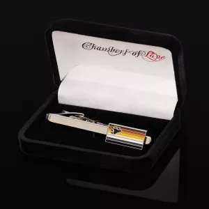 Tie clip with BEAR flag – unique Pride accessory from Chambers of Love, symbol of community and the bear community.