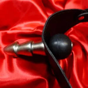 Vac-U-Lock Mundknebel von oben, Draufsicht ins Innere mit Knebelkugel und Vac-U-Lock-Aufnahme von Chambers of Love