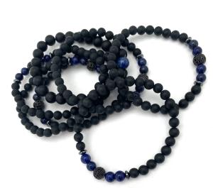 Onyx & lapis lazuli armband