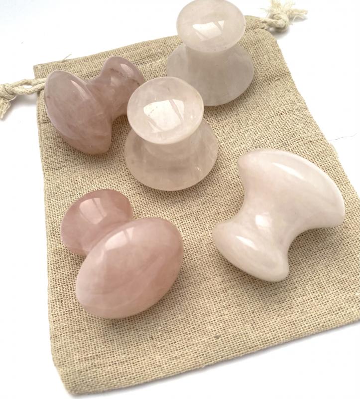 Gua sha mushroom shape Rosenkvarts