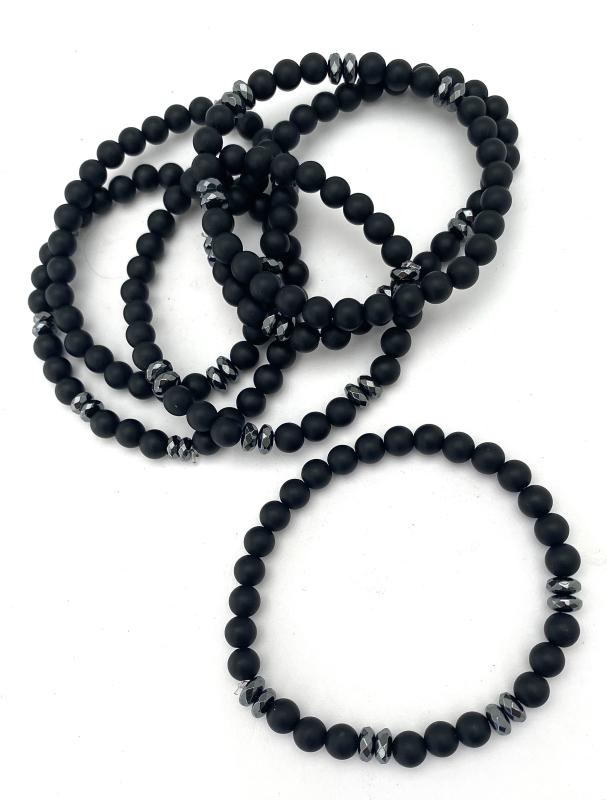svart onyx & hematit armband