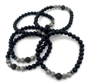 Onyx  & netstone armband