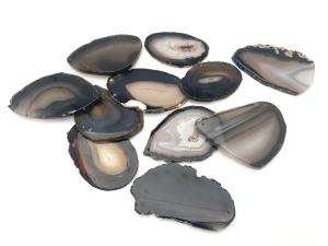 Agat skiva svart grå & nötbrun