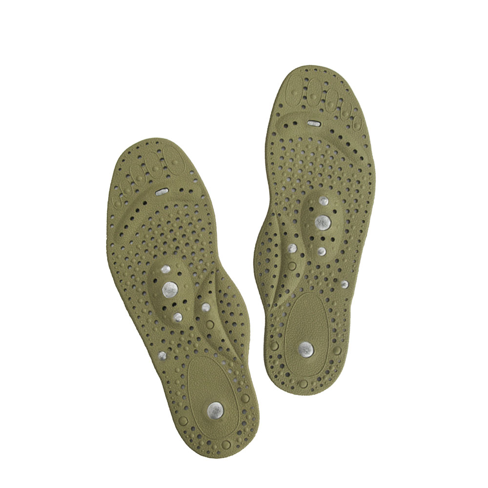 Sulor med magnetterapi och zonterapi i ljust mossgrönt. 14 magneter per par.