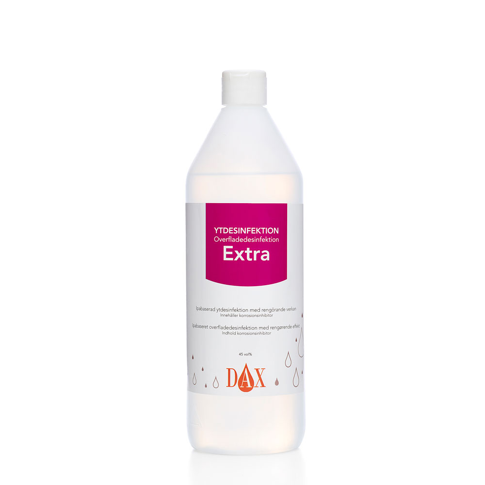 Flaska med DAX Ytdesinfektion Extra, 1 liter.