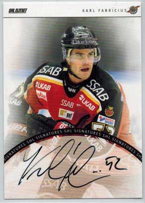 2013-14 SHL s.2 Signatures #15 Karl Fabricius Luleå Hockey