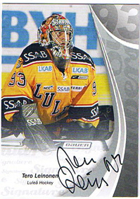 2007-08 SHL Signed by the numbers s.1A #3 Tero Leinonen, Luleå Hockey /93