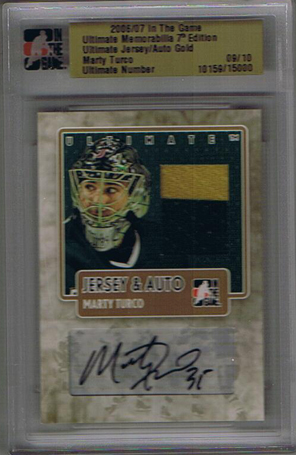 Marty Turco 2006-07 ITG Ultimate Memorabilia Jerseys Autos Gold #61 /10