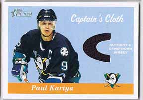Paul Kariya 2001-02 Topps Heritage Captains Cloth #CCPK