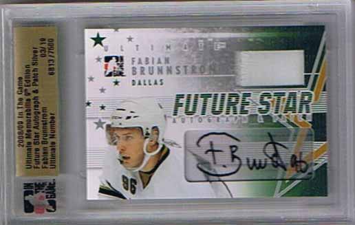 Fabian Brunnström 2008-09 ITG Ultimate Memorabilia Future Stars Patches Autographs #10 /19