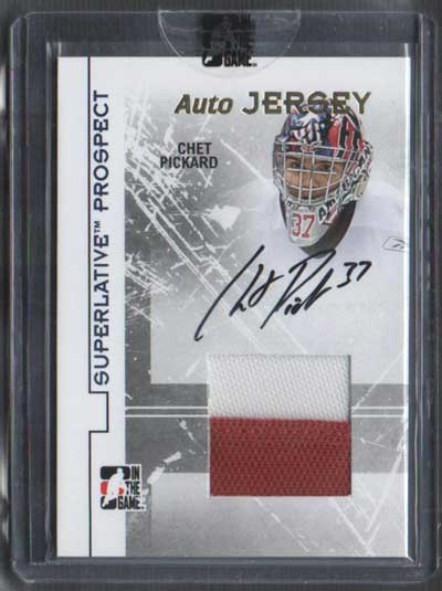 Chet Pickard 2009-10 ITG Superlative Prospect Jerseys Autographs Gold #PAJCP /10