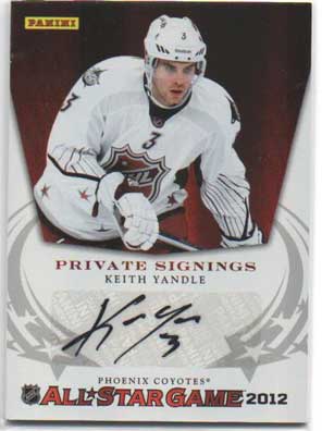 Keith Yandle 2011-12 Panini 2012 All-Star Game Private Signings Autograph