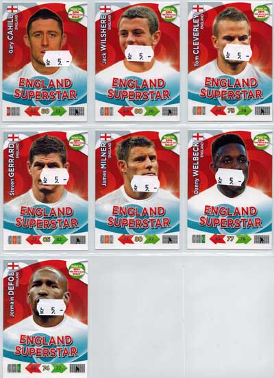 Grundkort England Superstar, 2013-14 Adrenalyn Road to the World Cup, Välj från lista