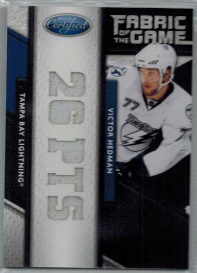 Victor Hedman 2011-12 Certified Fabric of the Game #129 04/25 - 26PTS