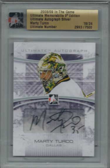 Marty Turco 2008-09 ITG Ultimate Memorabilia Autographs #10 18/24
