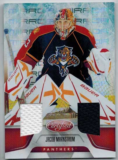 Jacob Markström 2011-12 Certified Mirror Red Materials Dual #77 /150
