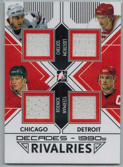 Nicklas Lidström/Chris Chelios/Jeremy Roenick/Steve Yzerman 2013-14 ITG Decades 1990s Rivalries Quad
