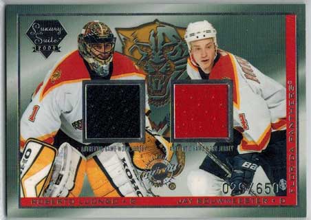 Roberto Luongo / Jay Bouwmeester 2003-04 Pacific Luxury Suite #36A Jersey