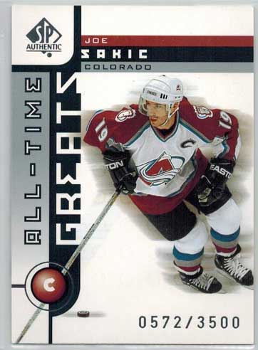Joe Sakic 2001-02 SP Authentic #94 All-Time Greats /3500